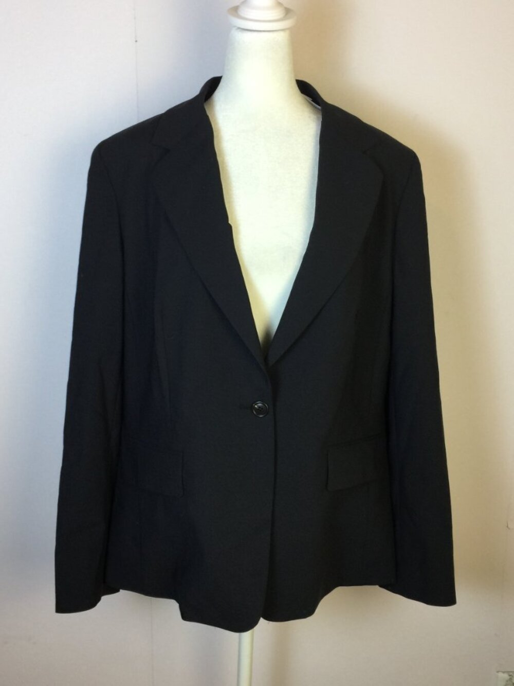 New! Land's End Blazer Suit Jacket Sz 14 Womans Navy Blue One-Button Long Sleeve